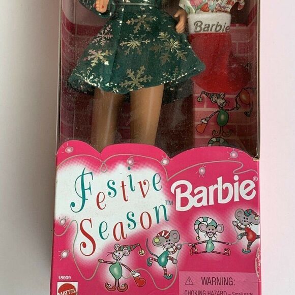 VTG 1997 Festive Season Barbie 18909 Christmas NEW - Picture 4 of 10